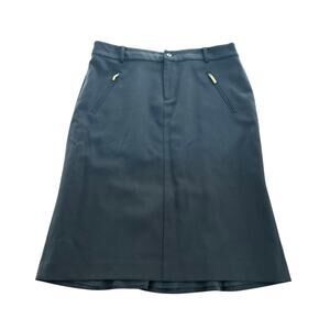 Ralph Lauren Wool Long Black Classic Skirt Zipper Pockets Cute Back Hem Size 10‎